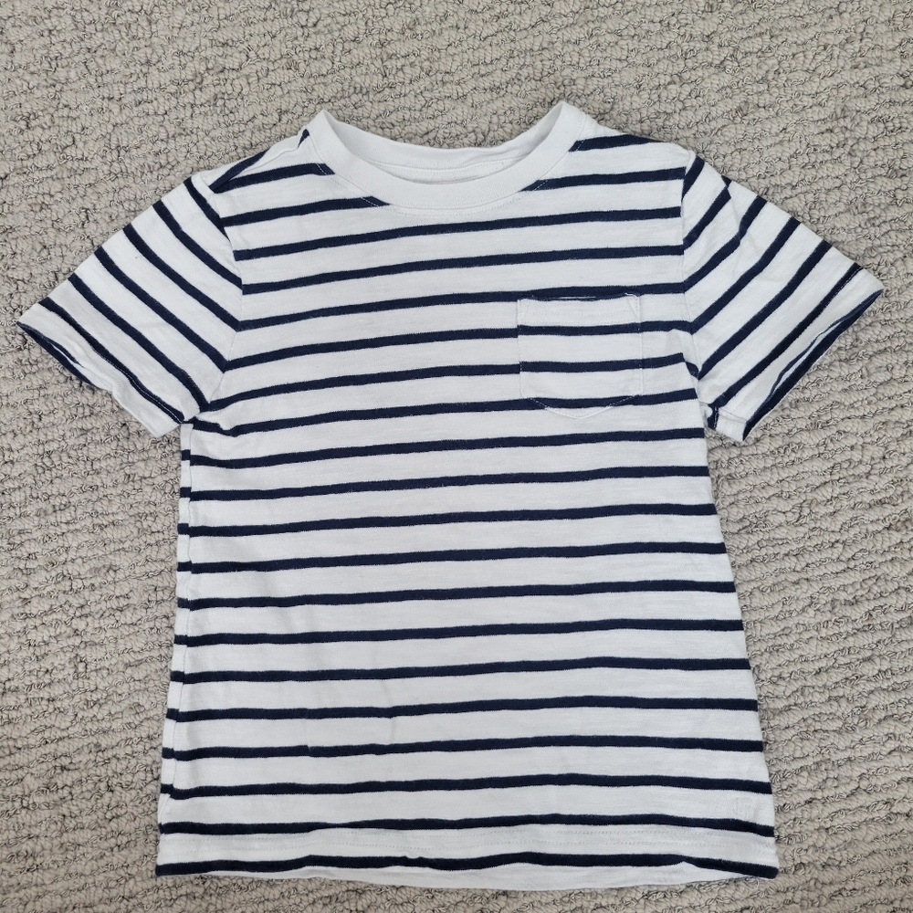 Janie and Jack Navy and White Striped Tee Size 5